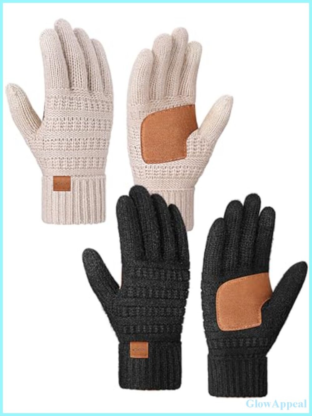 Winter Touchscreen Gloves for Women 2 Pairs Alpaca Fleece Anti-Slip Knit
